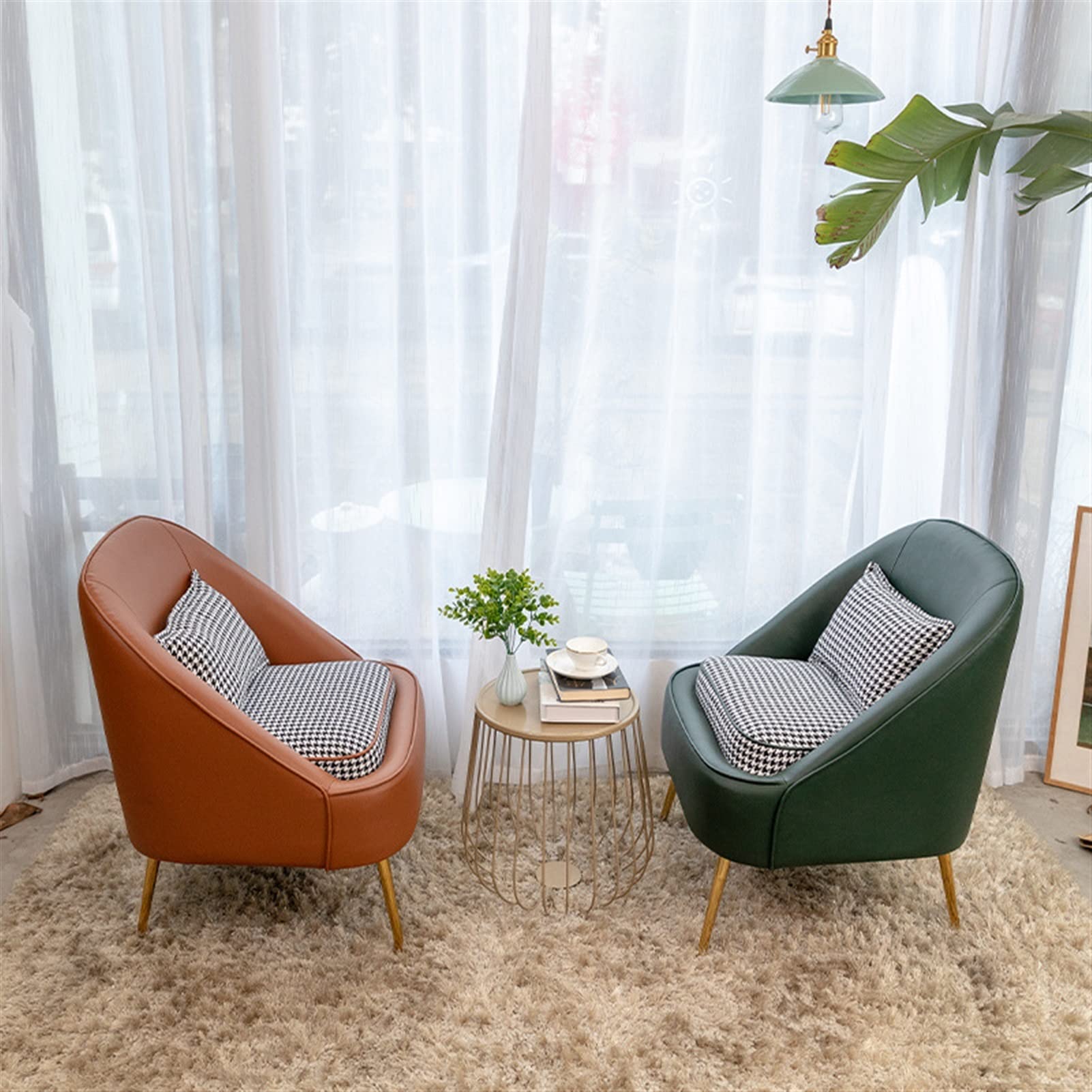 Piccola sedia da gioco in pelle poltrona singola per soggiorno camera da letto e trucco manicure salone Decor giallo accento sedia da pranzo