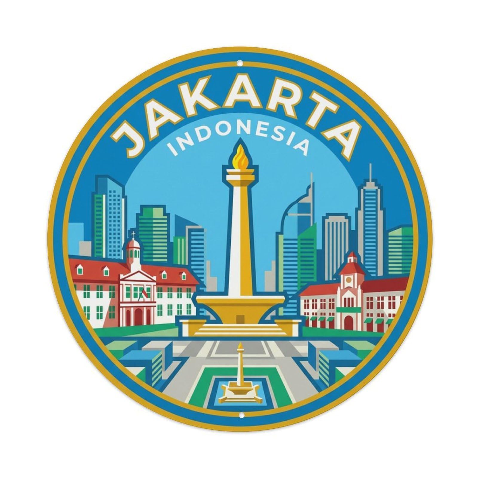 Vintage Travel Indonesia Jakarta Metal Tin Sign