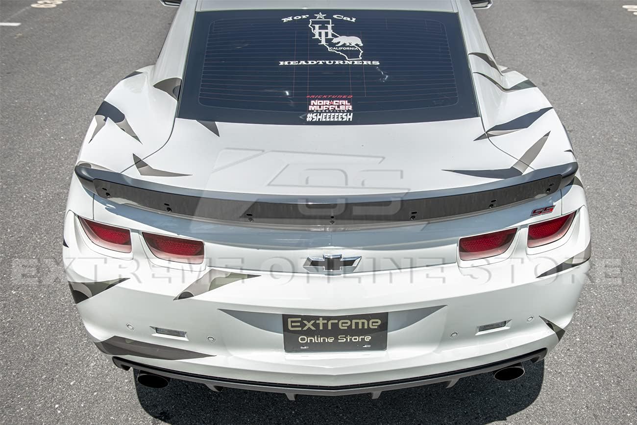 for 2010-2013 Chevrrolet Camaro | EOS ZL1 Style Rear Trunk Lid Wing Spoiler with Aluminum Glossy Black Center WickerBill Insert (ABS Plastic - Matte Black)