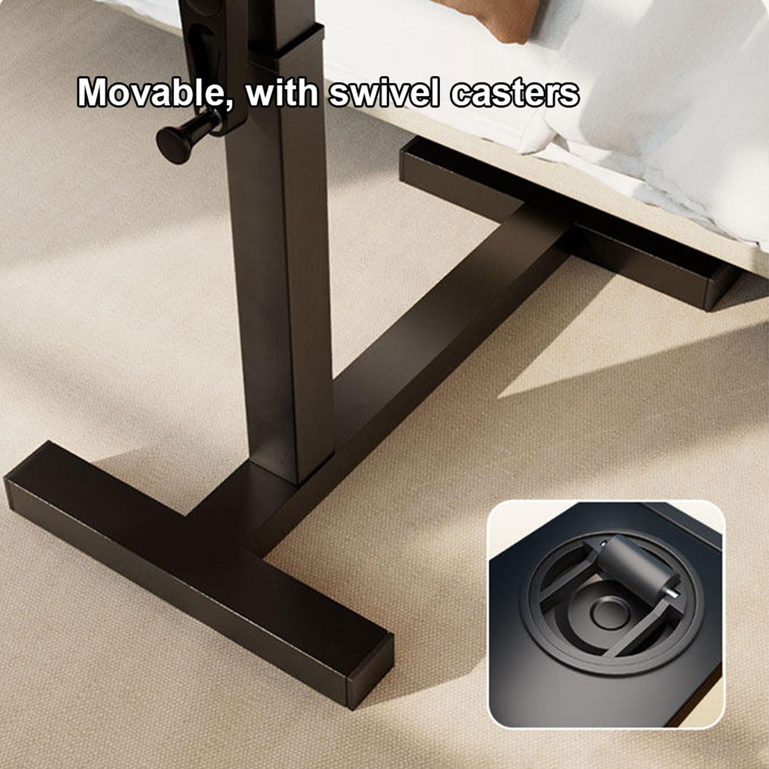 Altura Ajustable Mesa auxiliares Cama sofá,Mesa Ordenador portatil pequeña con Ruedas,Mesa for Comer en Dormitorio camao,para Salón Sofá Oficina Mesa de Comer Médica Hospital(60 * 40CM/24 * 16IN)