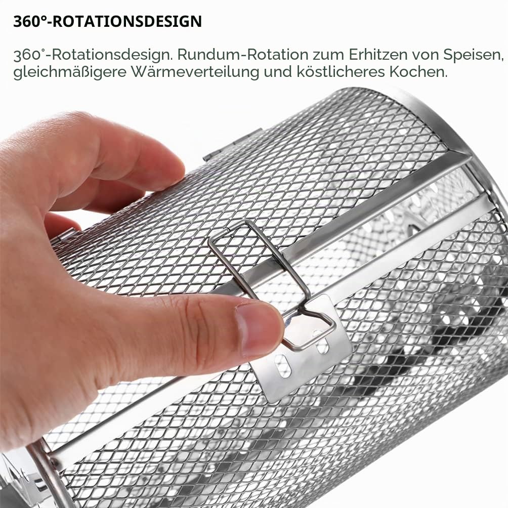 SHERCHPRY Grill Röstkorb Aus Edelstahl Universeller Rotisserie Grillkorb Mit Beweglicher Tür Für Gemüse Nüsse Und Für Bbq Und Familienfeiern