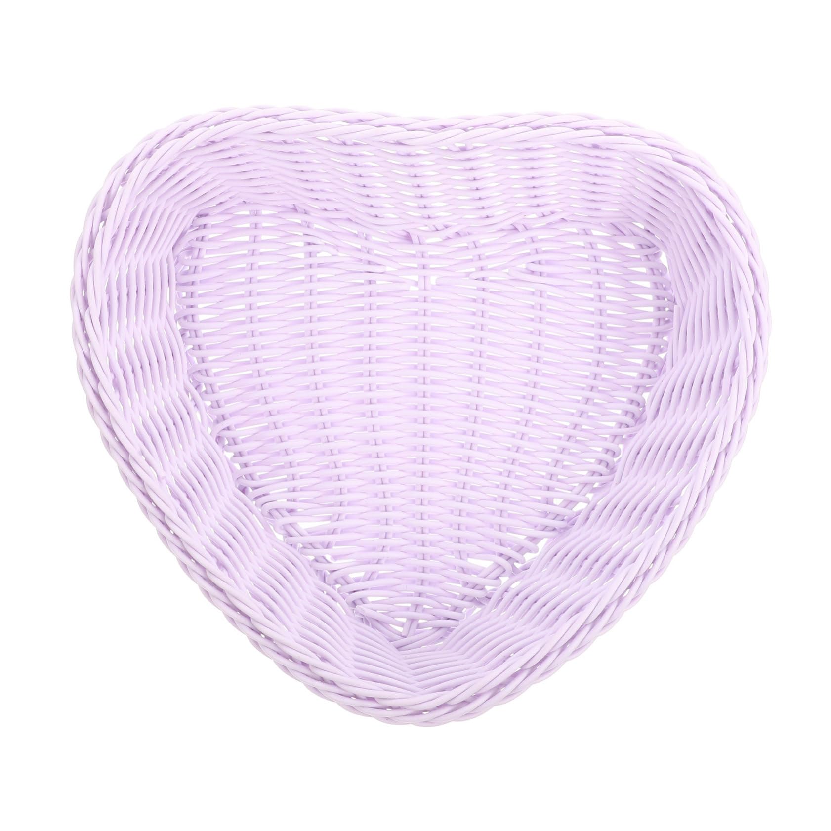 SOLUSTRE Heart Shaped Woven Snack Holder Elegant Dessert Display Tray for Fruits Candies Lightweight and Storage Basket for Home and Restaurant Use