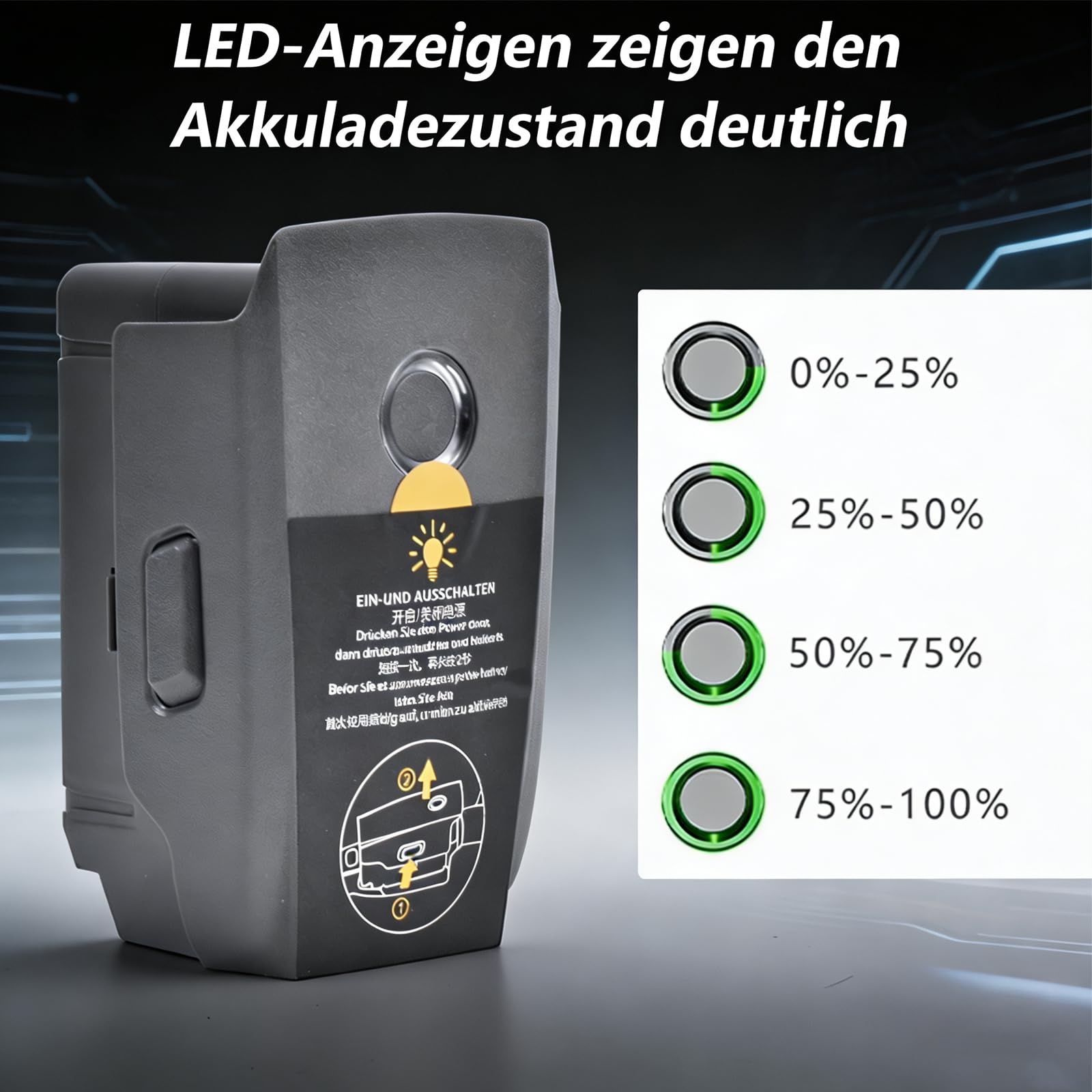 Mavic 2 Pro Akku, 3850 mAh, 15.4 V, 30 Minuten Maximale Flugzeit, Intelligenter Flugakku für DJI Mavic 2/2 Pro/Zoom (nur für DJI Original-Ladegeräte)