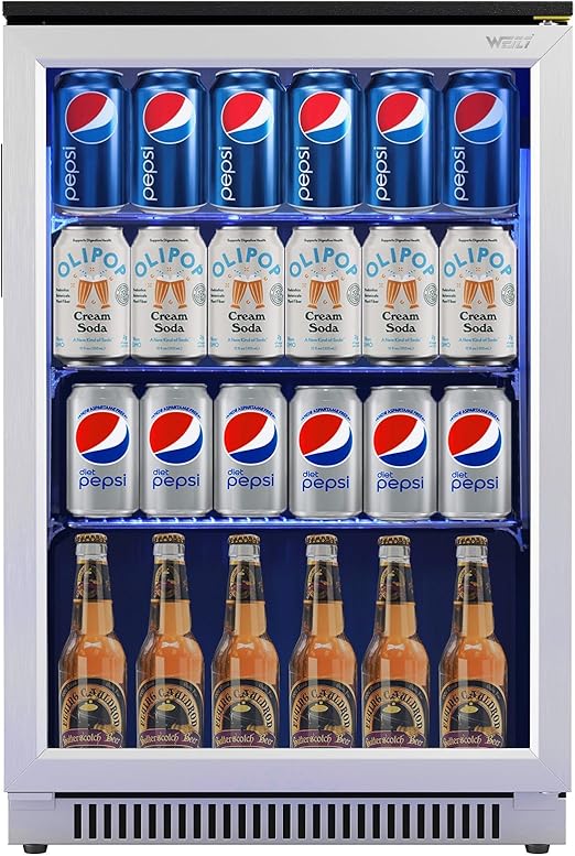 Weili 20 Inch Built in Beverage Fridge with Glass Door,