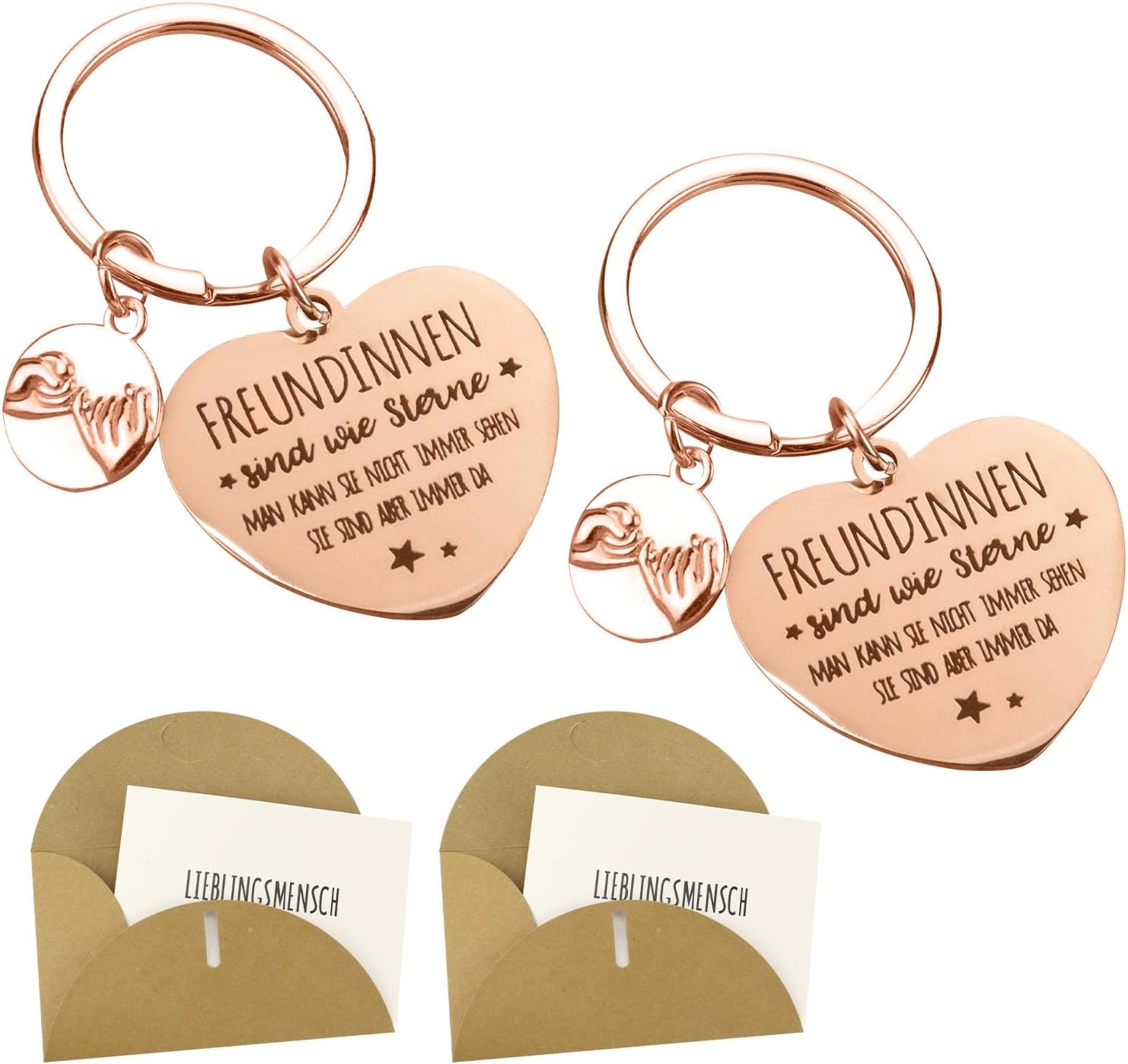 DPKOW Beste Freundin Geschenkset – Kosmetiktasche & Schlüsselanhänger In Roségold