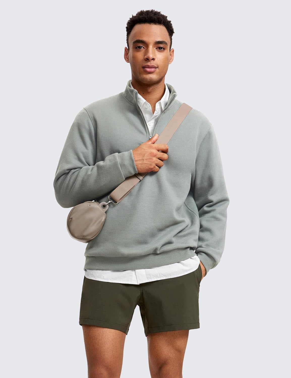 CRZ YOGA Cotton Fleece Lined Half Zip Sweatshirts for Men - Mock Neck Pullover Sweat Shirts Casual Workout Daily Sweaters - Image 3