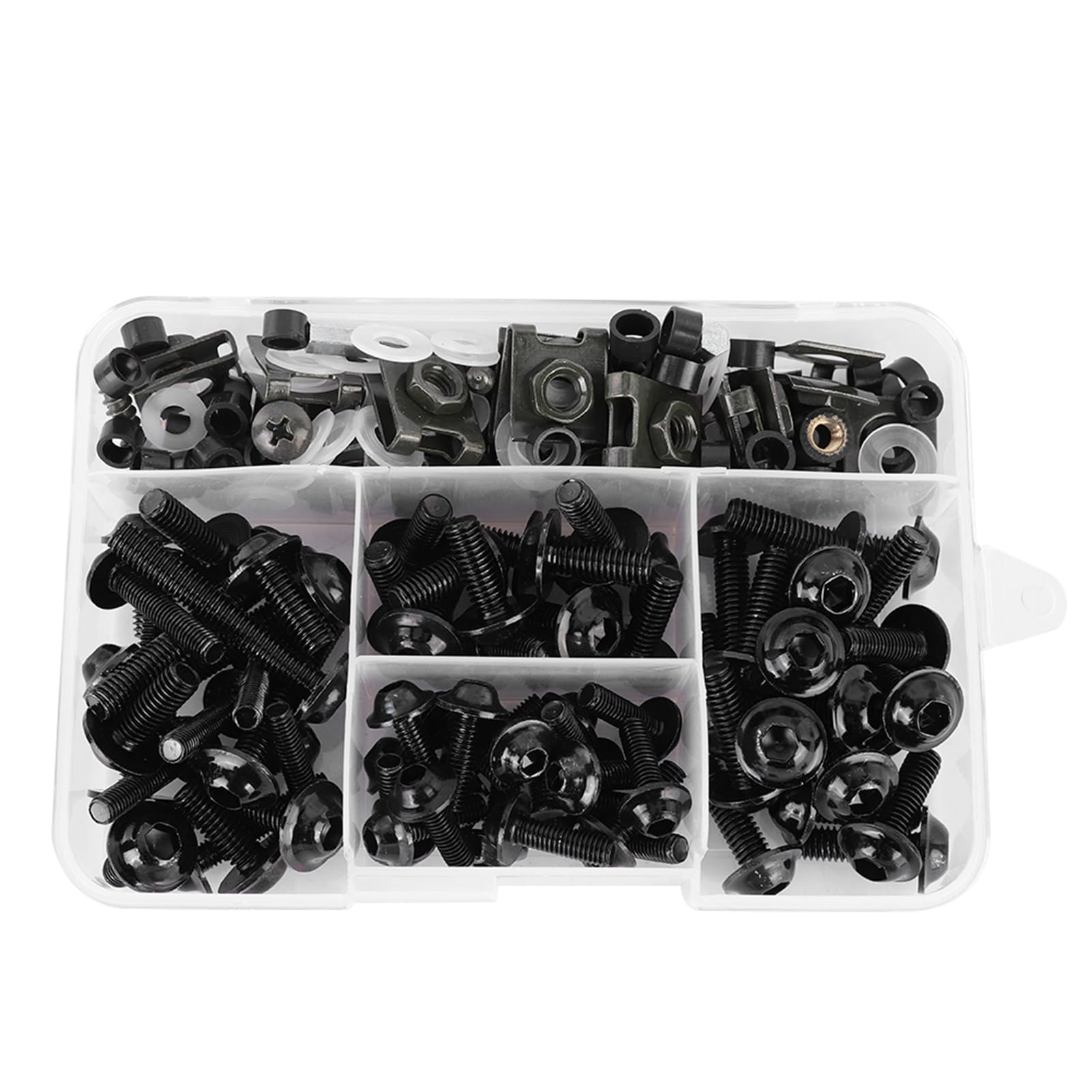 177-piece motorcycle fairing bolt kit M5/M6 screws, nuts and stainless steel clips (universal, black)