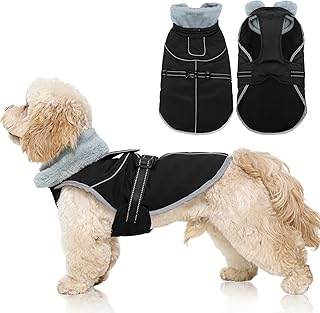 Kuoser Hundemantel Winter Warm Wasserdicht Fleecejacke Hund, Verstellbar & Reflektierend, Weiche Hundejacke für Mittlere Hunde, Farbe Schwarz S
