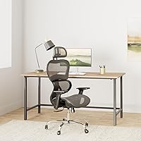 Vista 2 de Silla de oficina ergonómica, silla de escritorio con respaldo alto, silla giratoria de malla para computadora con soporte lumbar dinámico, función