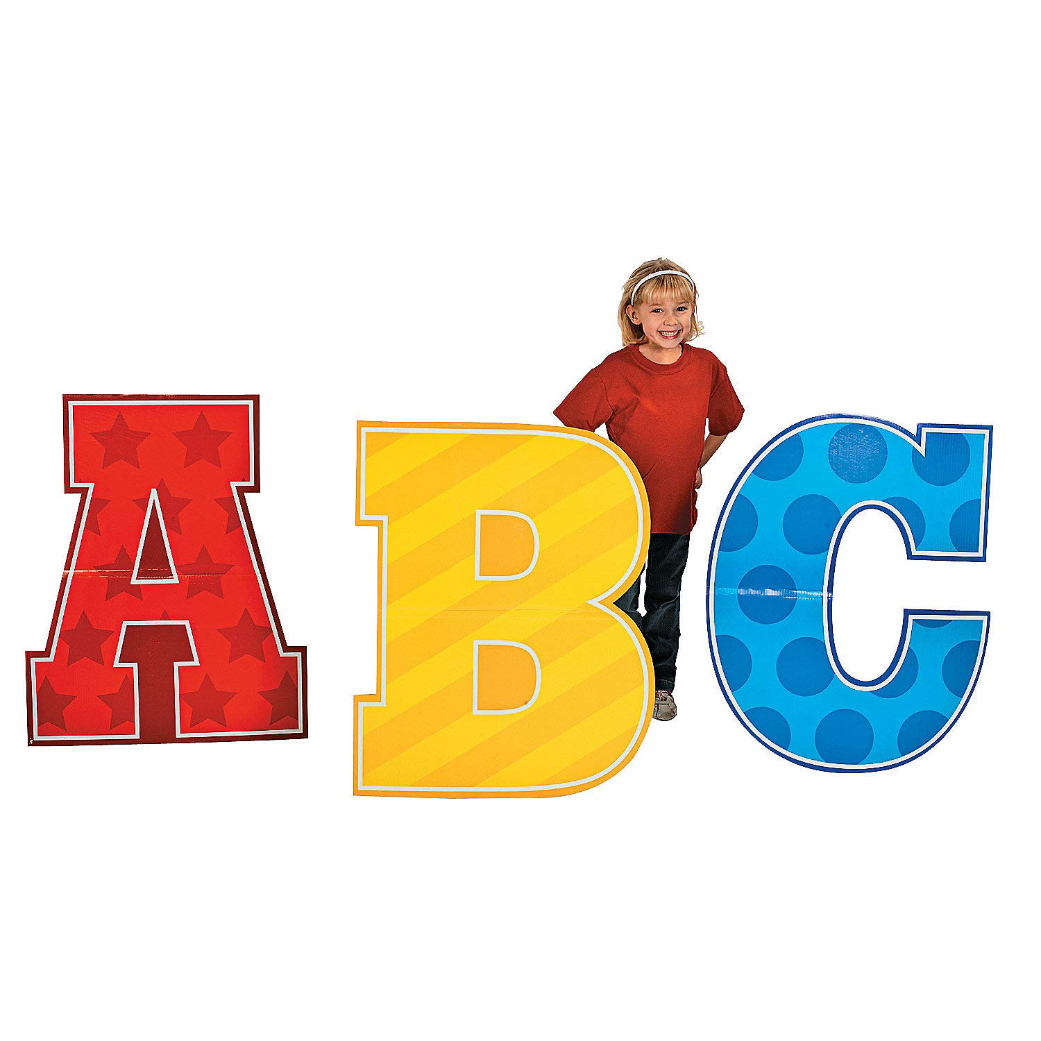 Fun Express - School Days ABC Standup (3pc) - Party Decor - Large Decor - Floor Stand Ups - 3 Pieces