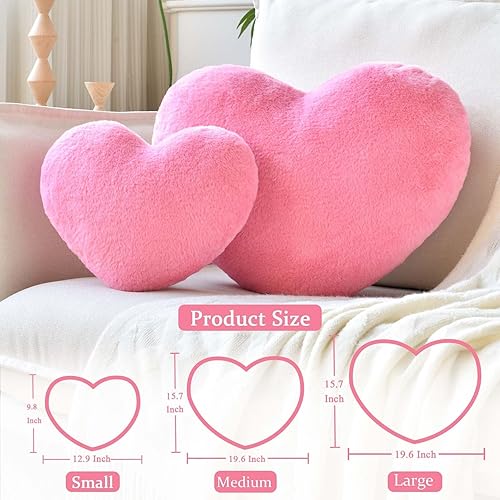 Miniatura 2 de XVTRU Almohada de corazón, almohada suave en forma de corazón rosa melocotón, bonita almohada decorativa de piel de conejo sintética, cojín de felpa
