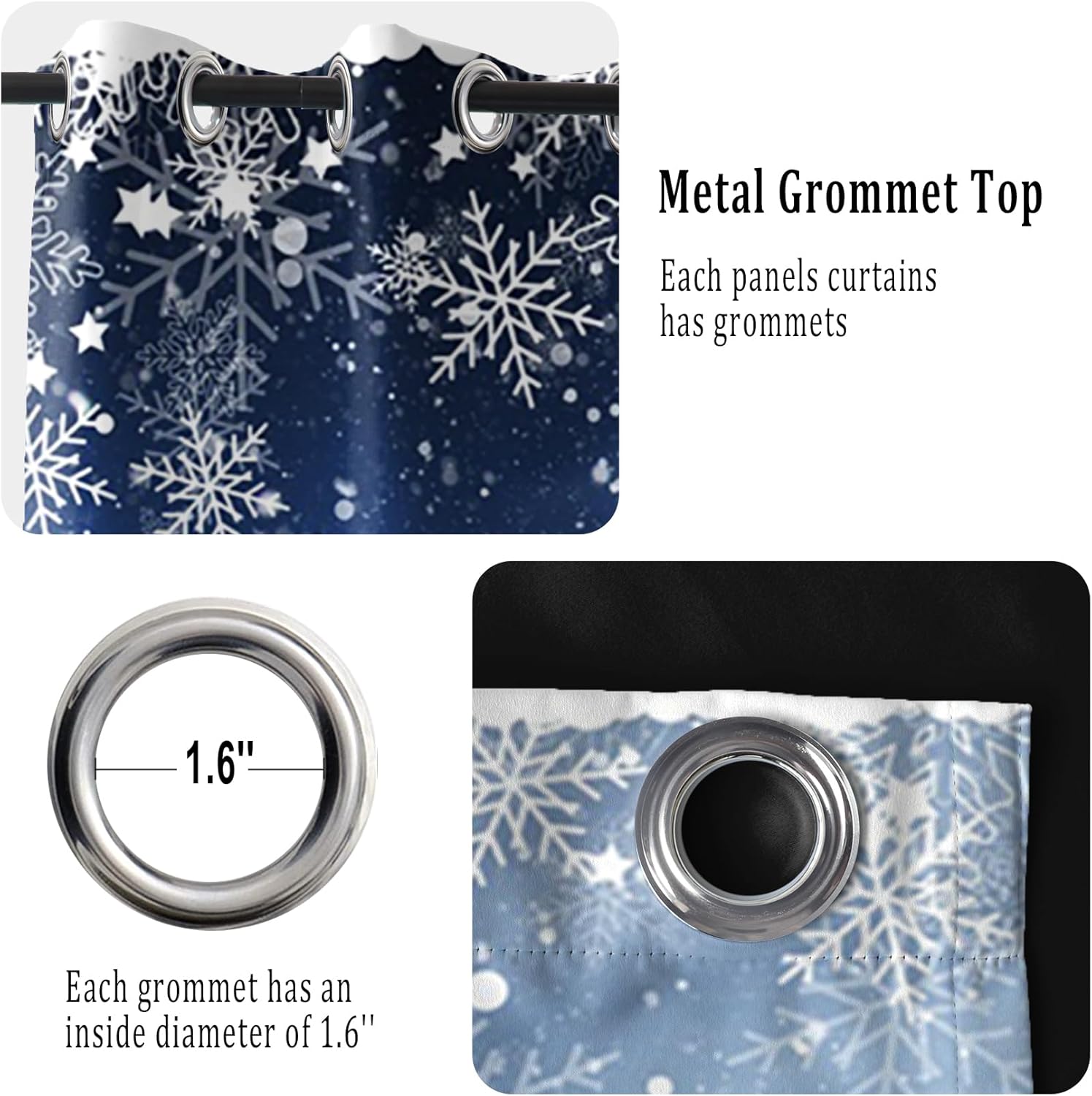 Renaiss Winter Snow Scenery Blackout Curtains for Bedroom Christmas Snowflakes Window Curtain Falling Snowfield Landscape Window Drapes for Living Room Decor Curtains 2 Panels Set, 26x63 Inch