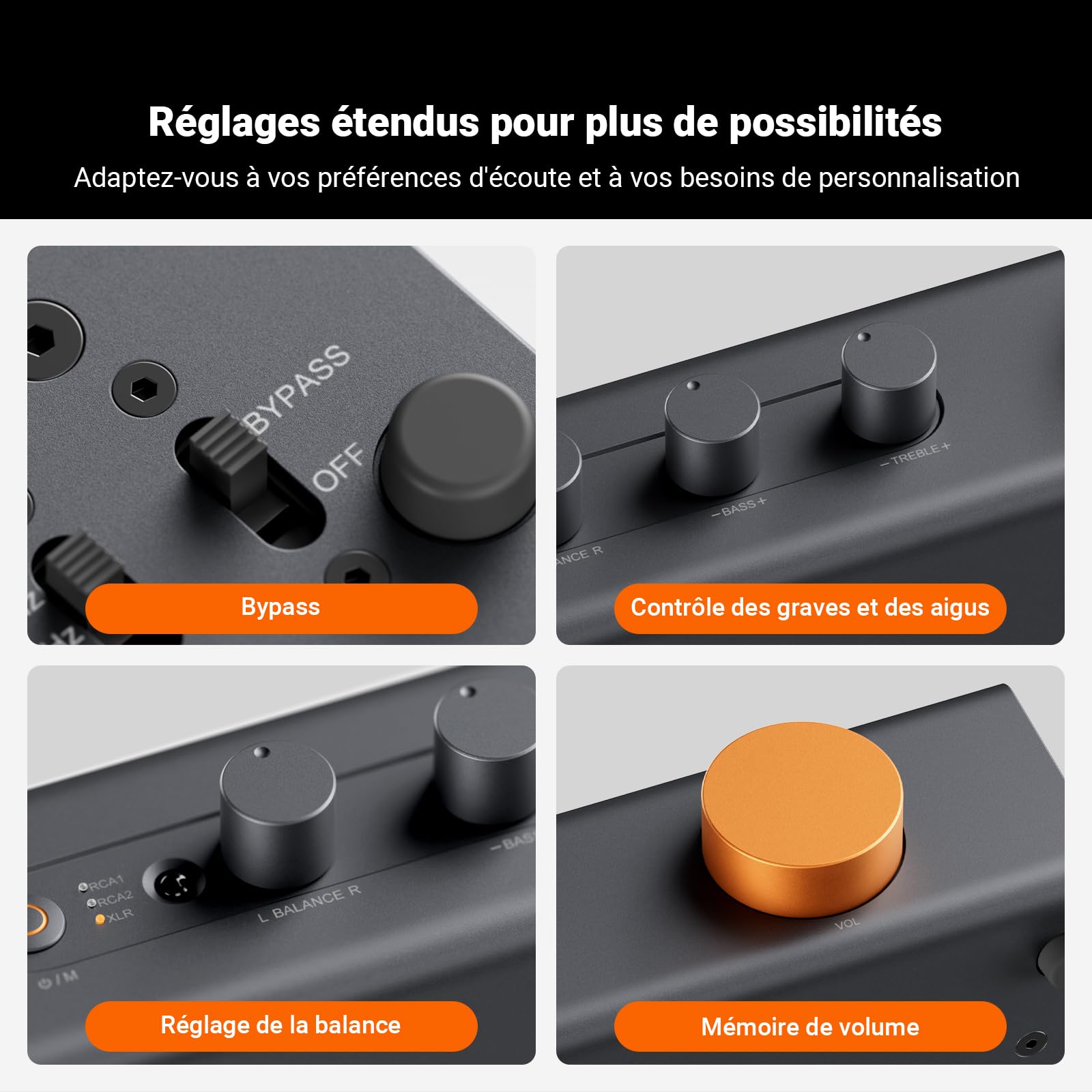 Fosi Audio ZP3 Préampli Symétrique, 2 Entrées RCA et 1 XLR, Sorties RCA/XLR et Sub-Out, Préampli pour Configuration Stéréo 2 Canaux et 2.1, Préamplificateur avec Filtre Passe-Haut HPF