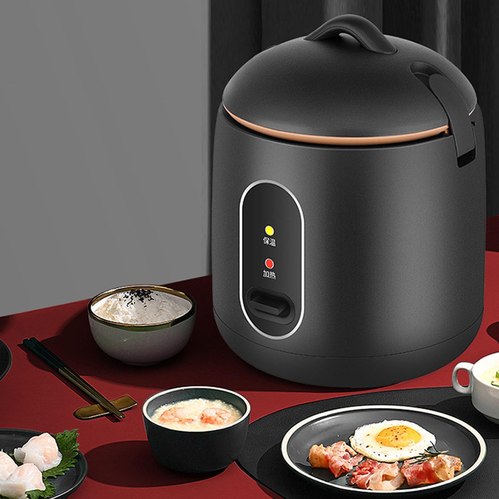 Mini Reiskocher 1.2L, Automatischer Thermokocher mit Dampfkorb, Kompakt für Studentenzimmer und kleine Küchen