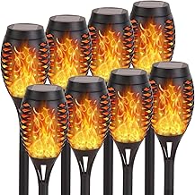 Rheme Solar Outdoor Lights - Flickering Flame Lights for Ambiance | Waterproof Garden Lighting with Auto On/Off Feature | Energy-efficient Porch,Pathway and Landscape Decor (CHI241-, 8 Pack)