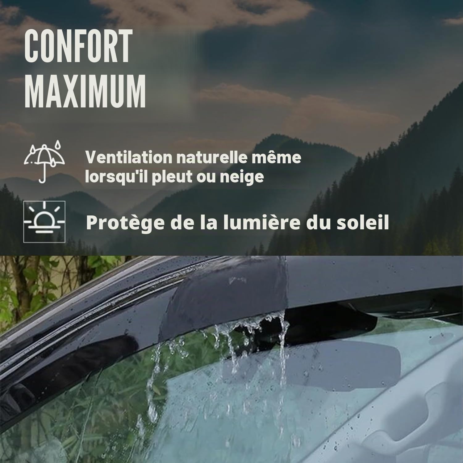 Déflecteurs compatibles avec MG ZS | à partir de 2025 - Verre acrylique durable - Déflecteurs avant fumés pour fenêtres - Installation intérieure - 2 unités