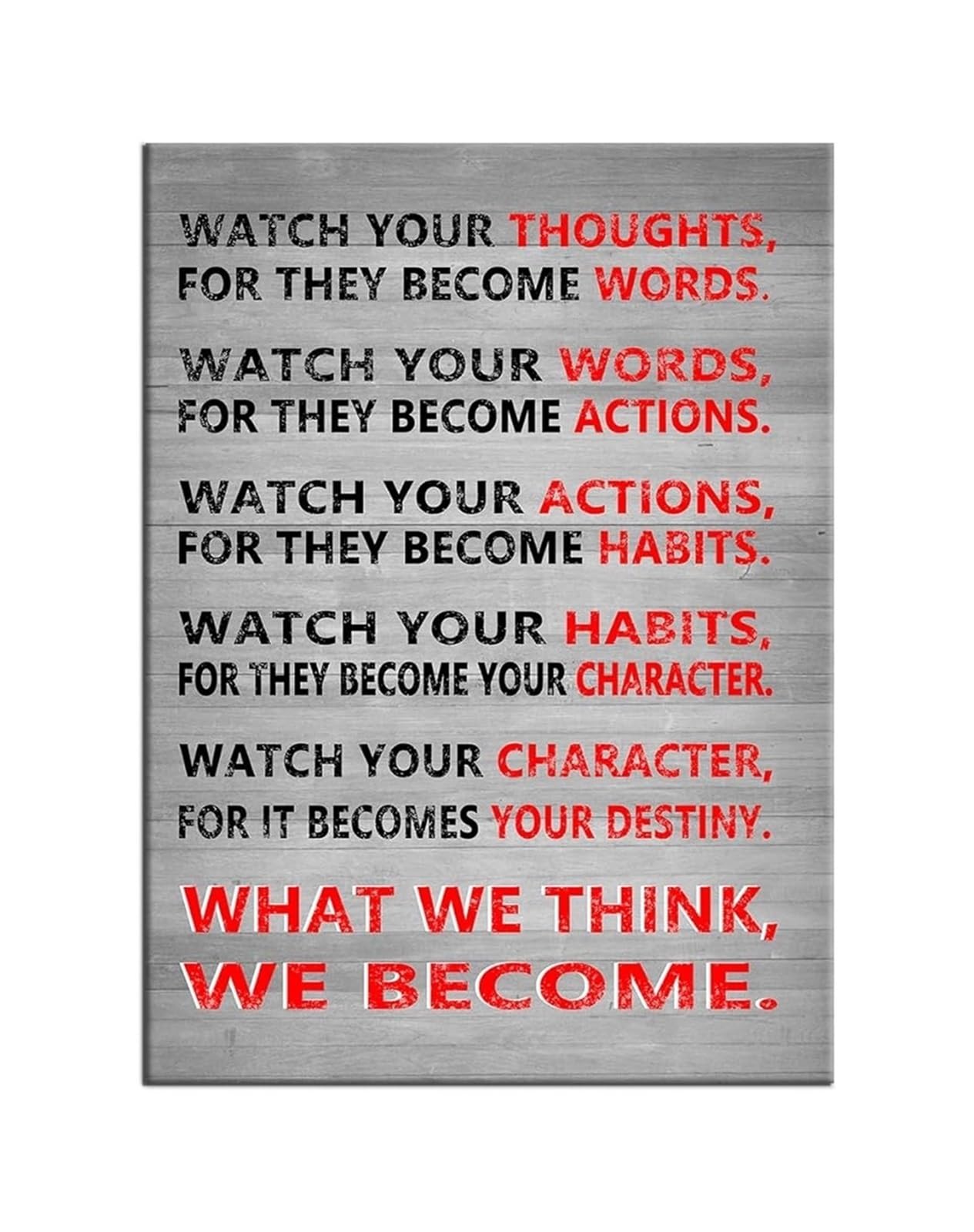 REIUAFWYGV Motivational Wall-Art Watch Your Thoughts Inspirational Mindset Quotes Canvas Poster for Home and Office