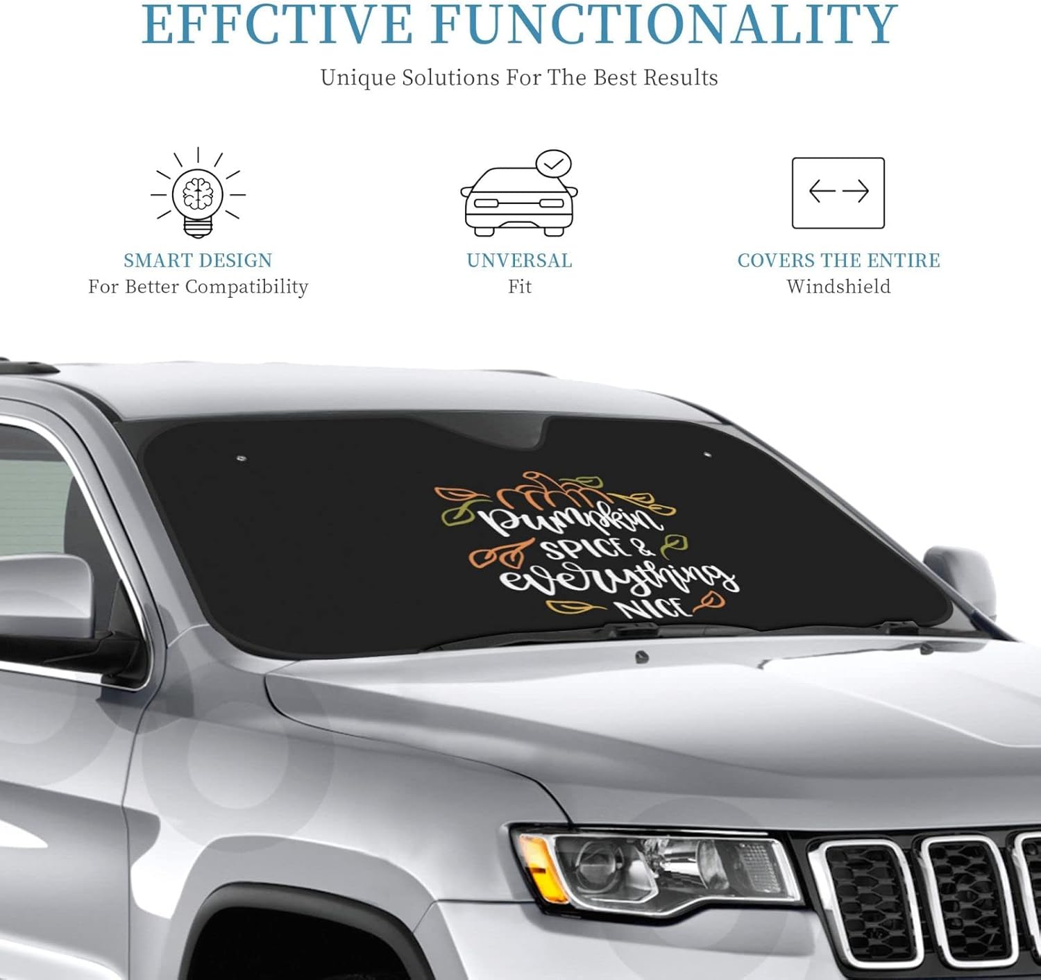 Pumpkin Spice Everything Nice Car Windshield Sun Shade Keep Your Vehicle Cool, for SUV Cars Trucks Universal Sun Shade