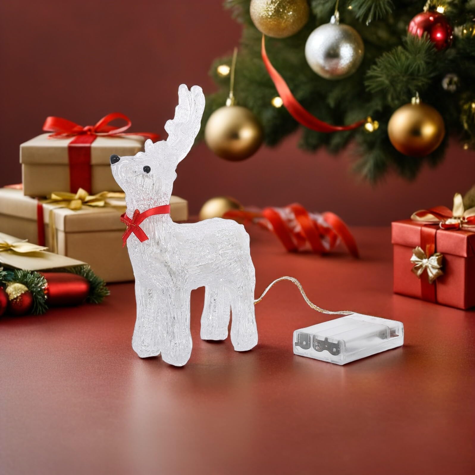 TOYANDONA Leuchtendes Rentier für Fensterdeko Weihnachten Kleine Rentierfigur Led-Beleuchtung als Weihnachtsschmuck für Innen und Außenbereich
