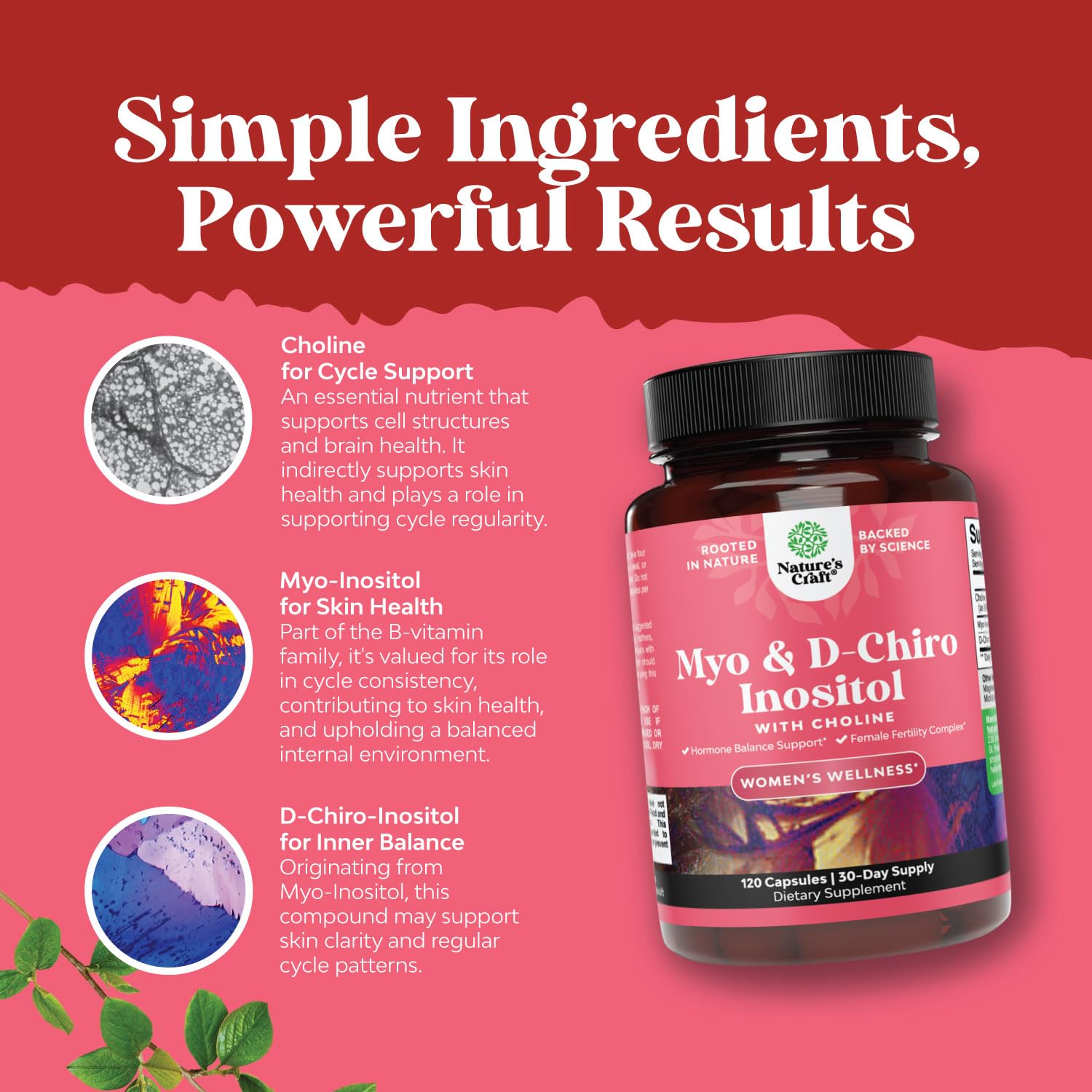 Myo Inositol & D-Chiro Inositol Supplement for Women with Choline - 120ct — Amazon image 3