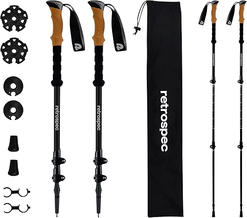Miniatura 8 de Retrospec Solstice - Bastones de senderismo y esquí para hombres y mujeres, de aluminio con agarre de corcho o espuma, ajustables y plegables,
