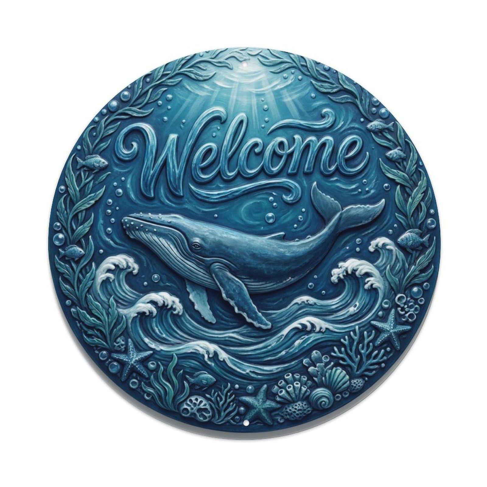 Tgrcjimh Style Metal Tin Sign Whale Ocean Welcome Deep Blue Majesty