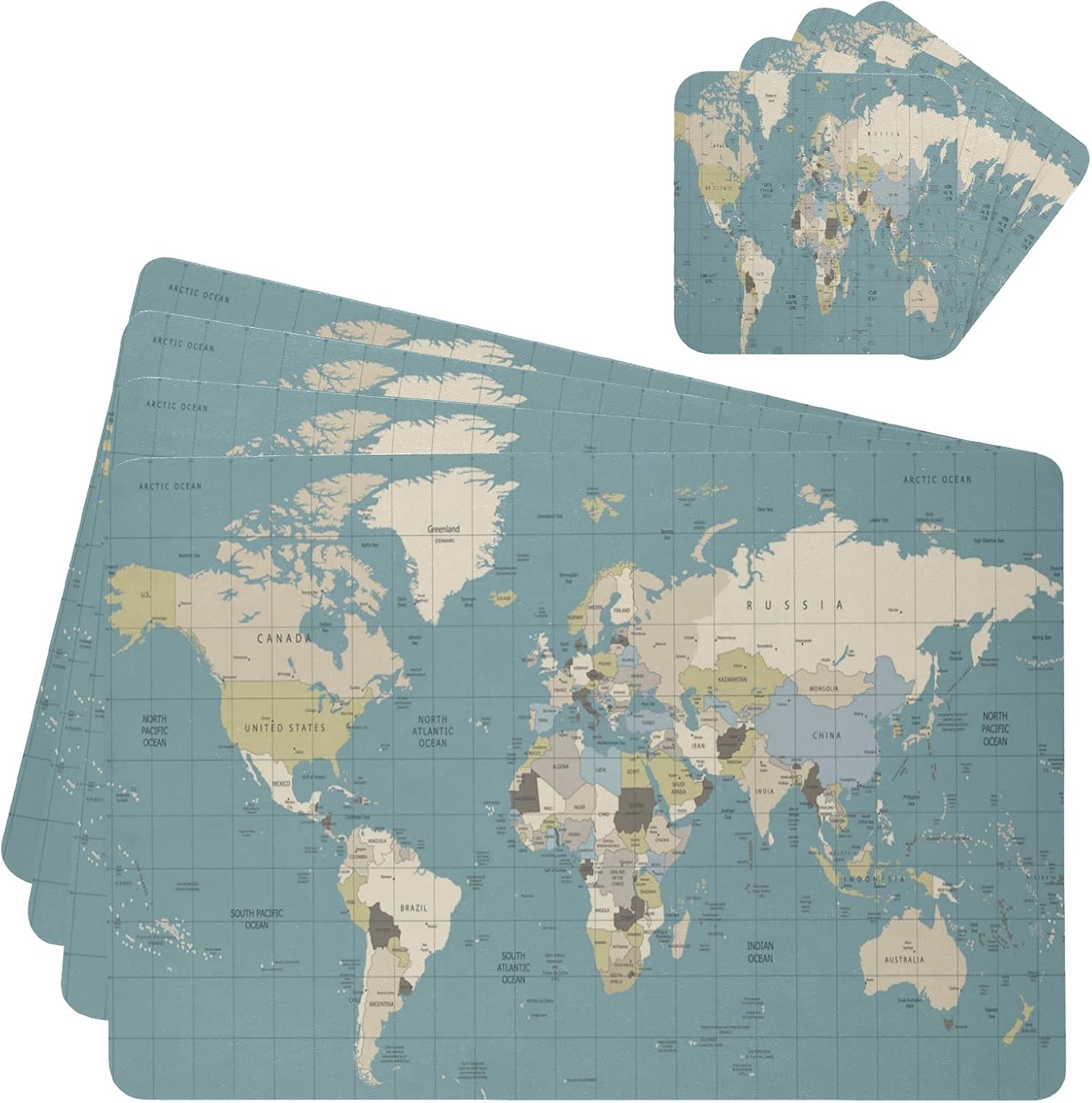 review xigua World Map Placemats Faux Leather Placemat Set of 1, Waterproof Stain Resistant, Heat Resistant Non-Slip Washable Table Mat for Kitchen Dining Patio Table Decorations