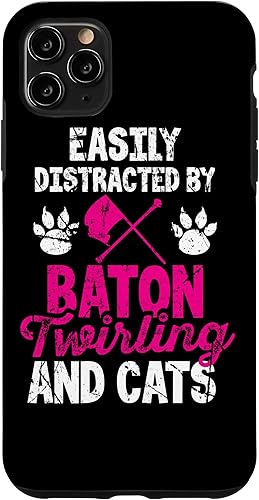 Funda giratoria para iPhone 11 Pro Max que se distrae fácilmente por Baton Twirling y Cats Majorette