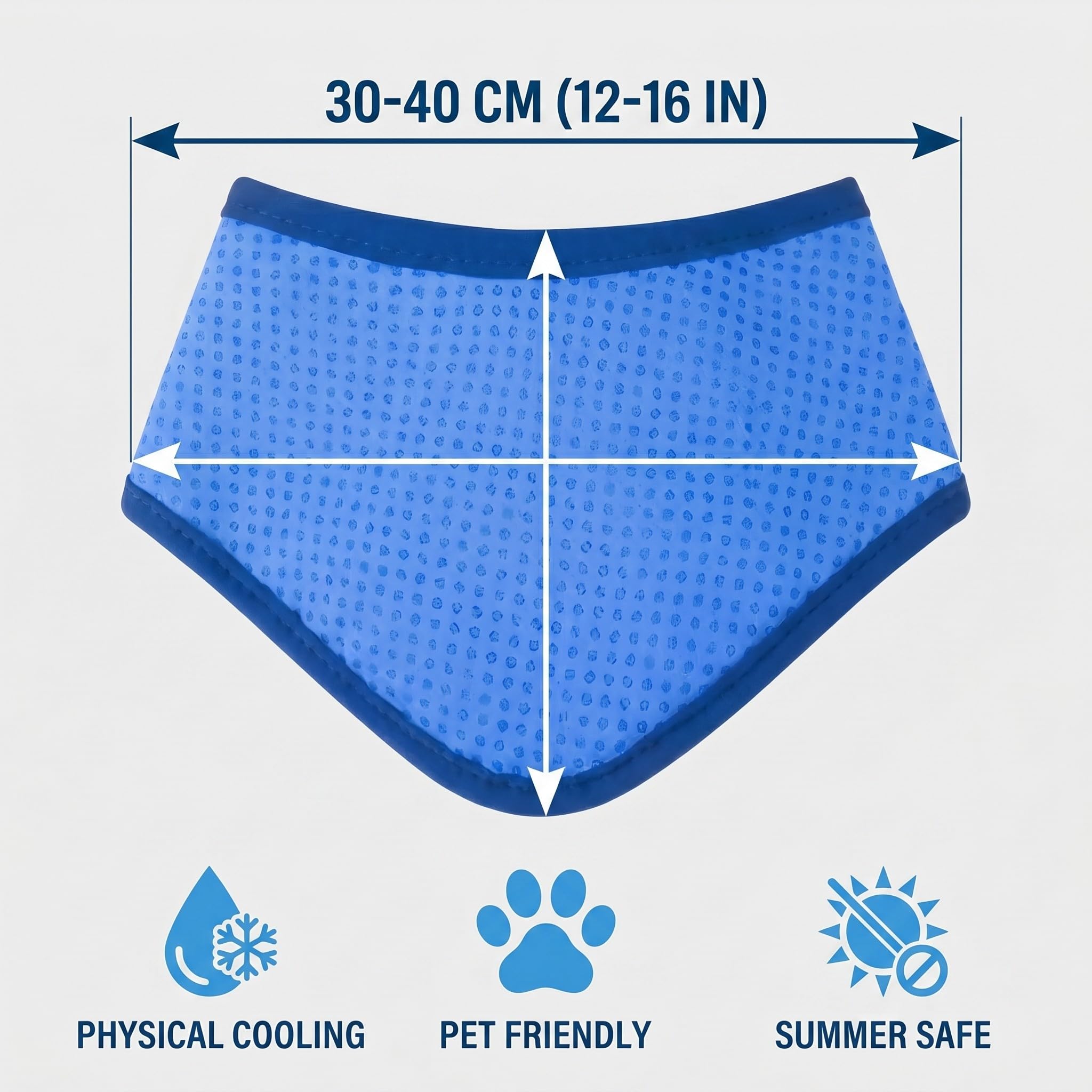Collare rinfrescante per cane blu M, bandana fresca estiva 30-40 cm, accessorio riutilizzabile per passeggiate