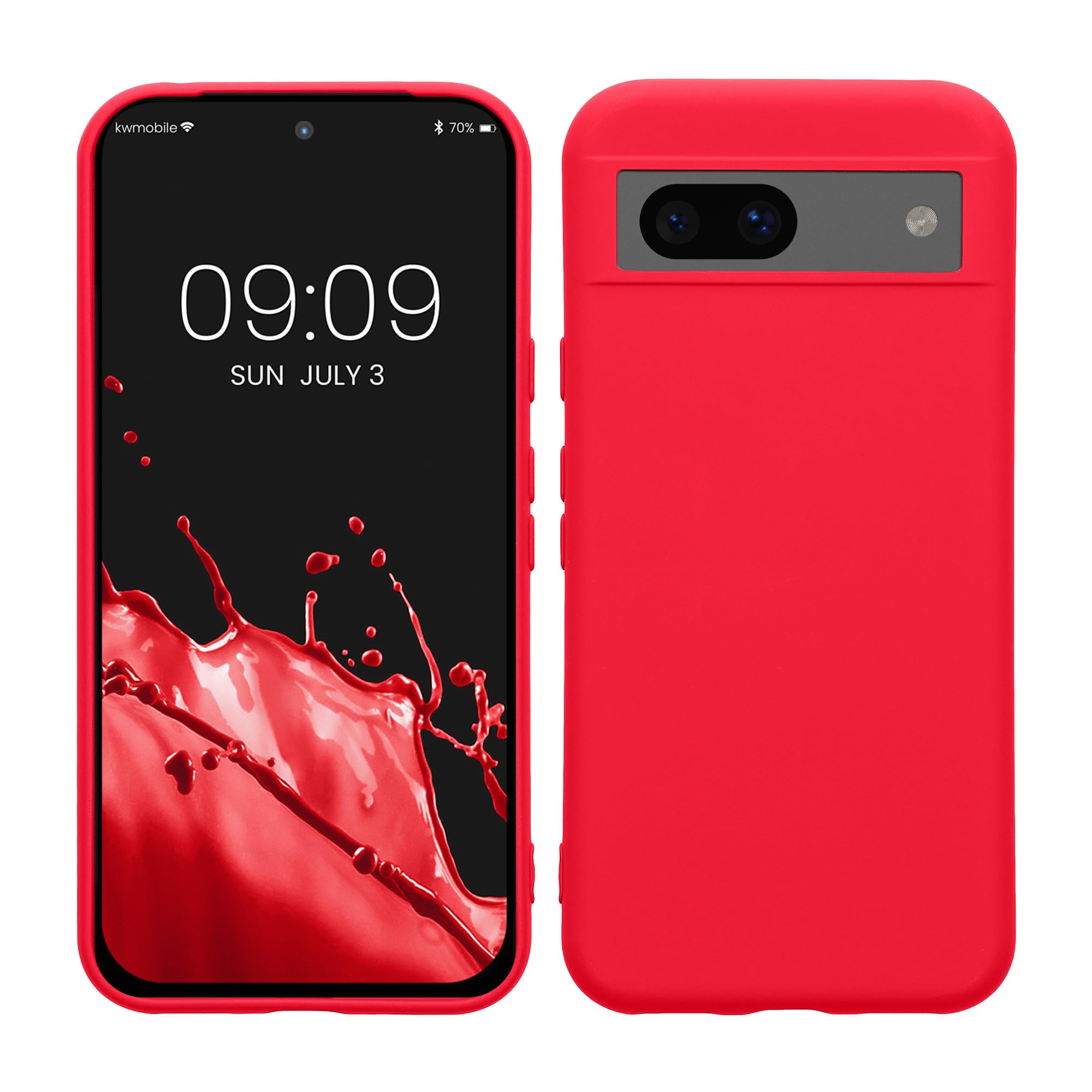 kwmobile Case Compatible with Google Pixel 8a Case - Slim Protective TPU Silicone Phone Cover - Neon Pink