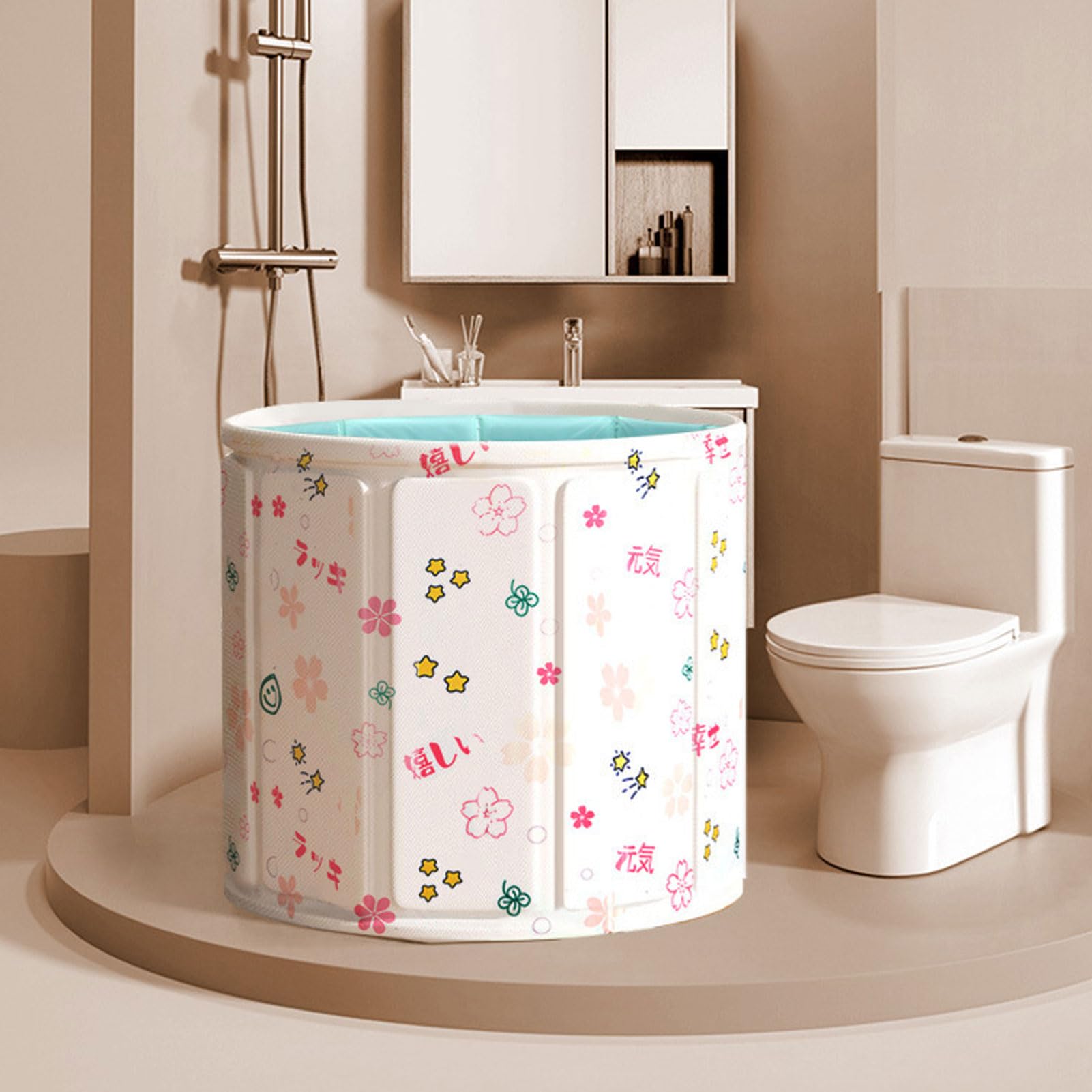 Bañera Portátil Plegable para Adultos, Bañera Grande con Desagüe, Bañera Independiente para Baño en Casa, Lista para Usar sin Montaje (70x65cm)
