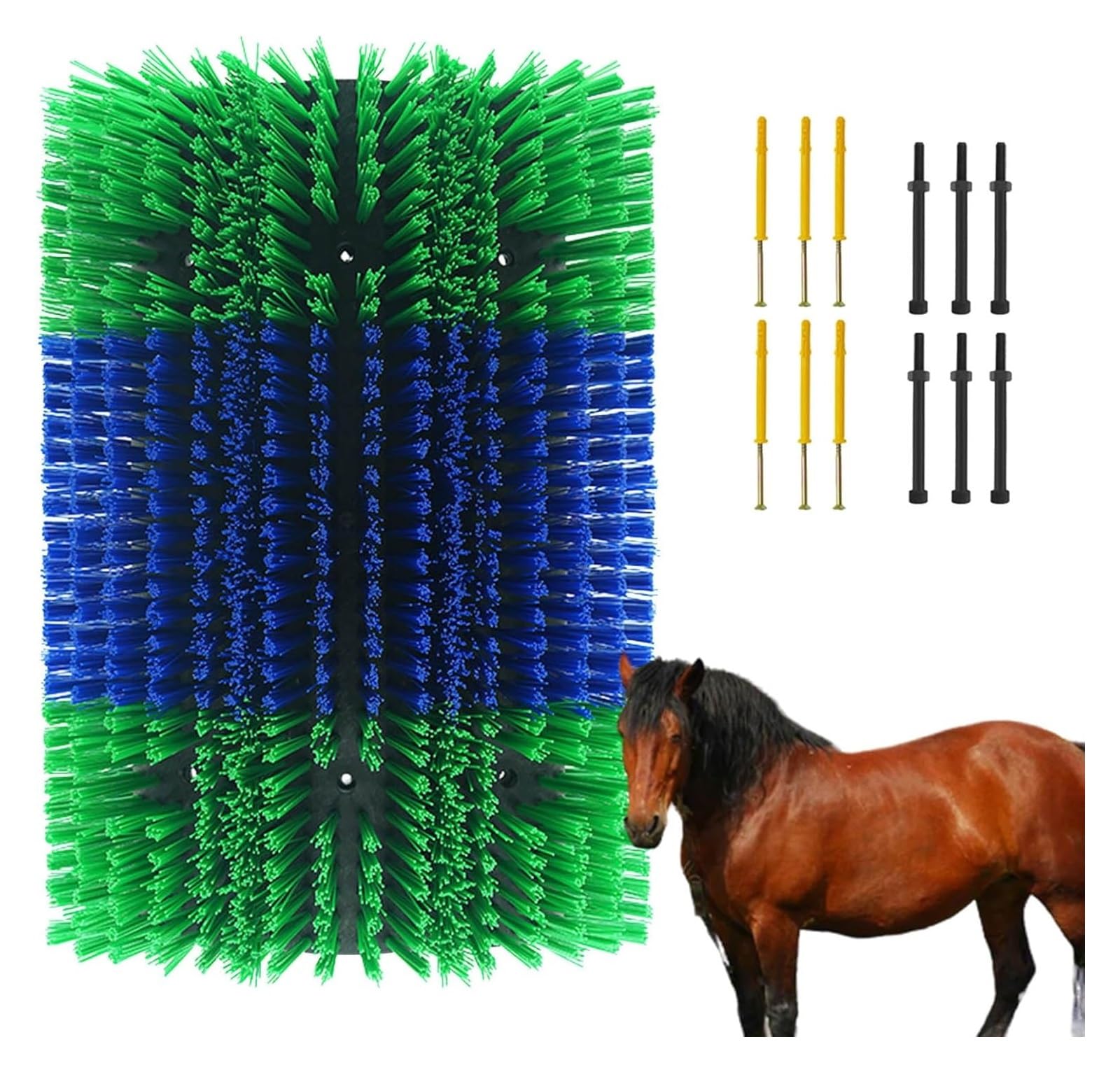 Cepillo rascador para ganado Rascador for caballos, cepillo for caballos con 6 tornillos, cepillos for cabras for el aseo(Green+Blue)
