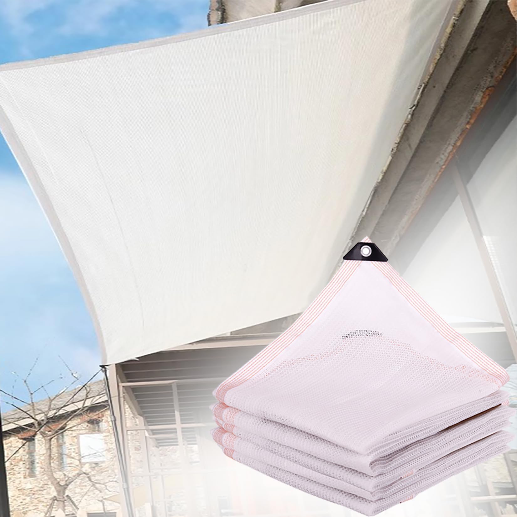 Malla de Sombra Valla de Privacidad,Red de Sombra con Ojales para Invernadero Toldo para jardín,50% protección UV, para Patio terraza, Plantas, gallinero (5x6m)
