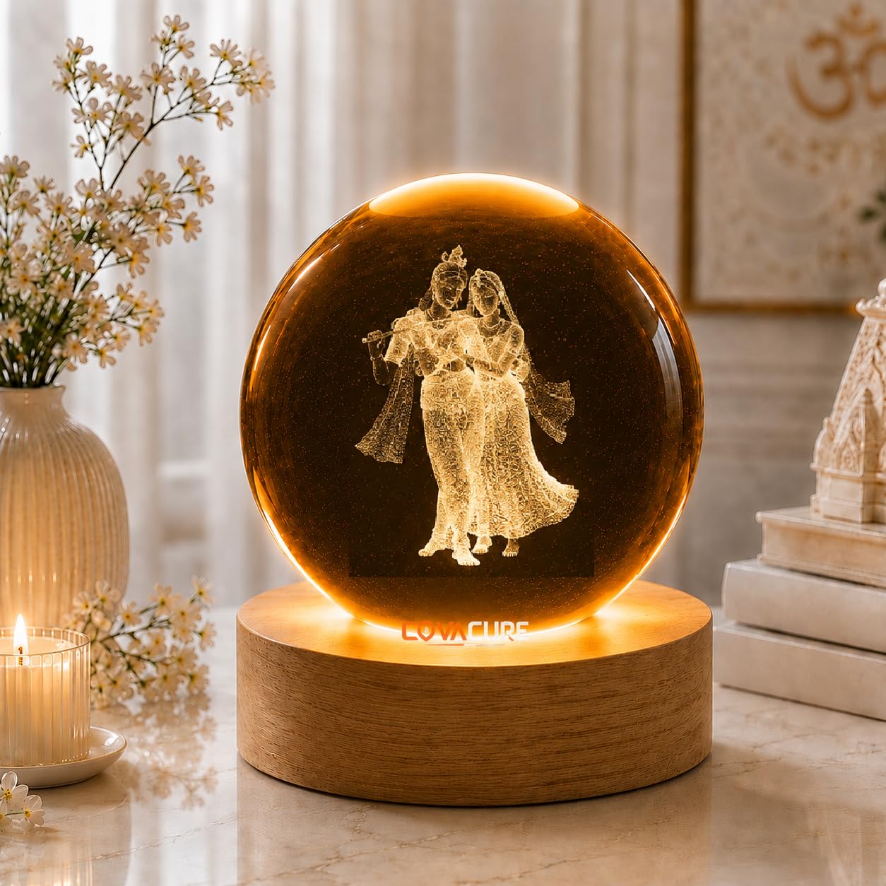Radha Krishna Swing Crystal Ball Night Lamp - USB LED -10