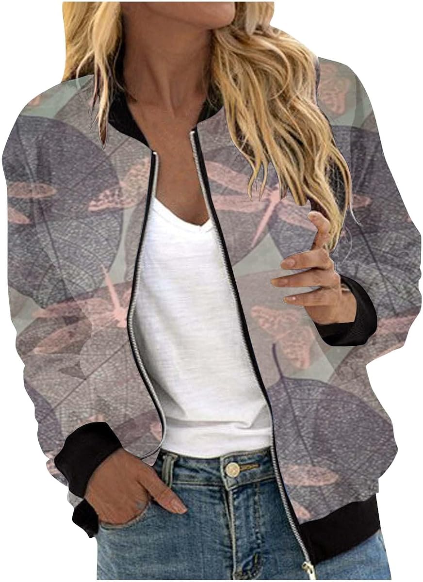 Lolvmvchi Winter Jackets for Women Plus Size Thin Pocket Jacket Blouse Coat Baseball Top Casual Light Jackets for 1