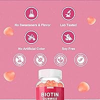 Vista 3 de Biotin - Gomitas de colágeno de queratina de 10000 mcg, suplementos para el cabello, uñas, vitaminas diarias para el crecimiento de las uñas