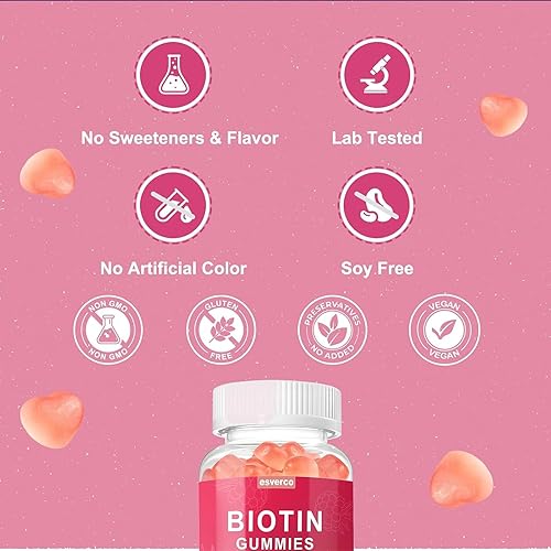 Miniatura 3 de Biotin - Gomitas de colágeno de queratina de 10000 mcg, suplementos para el cabello, uñas, vitaminas diarias para el crecimiento de las uñas y
