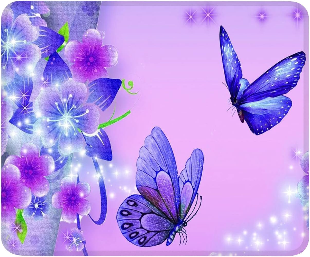 Purple Butterfly Customized Rectangle Mousepad, Mouse Pad