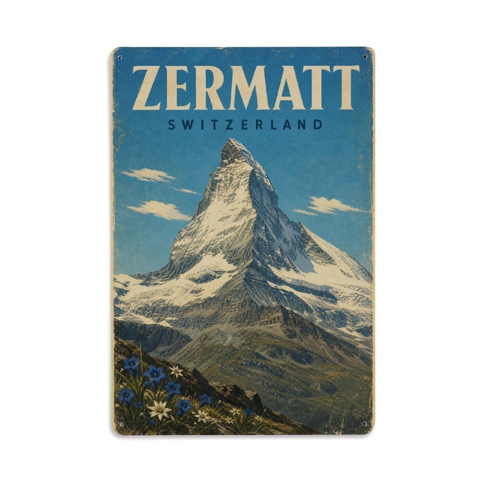 Retro Travel Switzerland Zermatt Metal Tin Sign