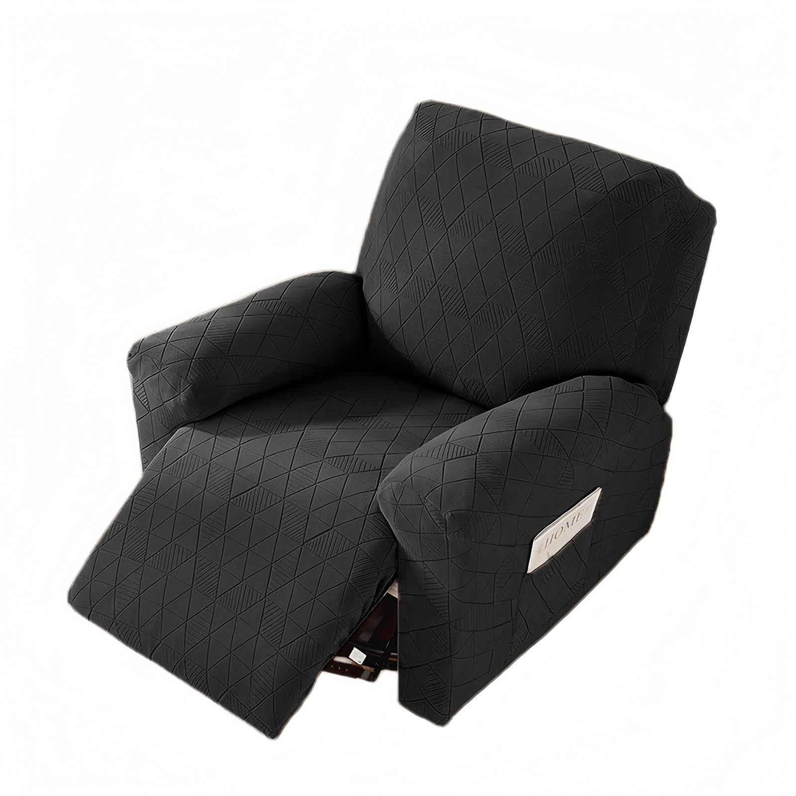 WoeiCuod 1 2 3 Seater Sofa Cover,slipcovers Polyester Stretch Sofa Covers Argyle Slipcovers Stain Resistant Scratch Resistant Easy Clean Recliner Armchair Covers For Living Room(Black,Single)