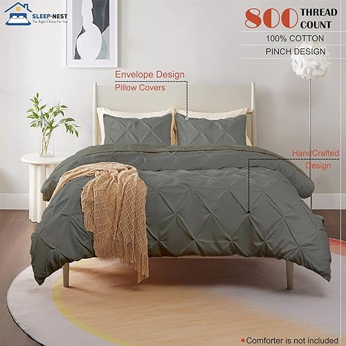 Miniatura 3 de SLEEP-NEST Luxuries - Funda de edredón plisada decorativa, tamaño Super King Plus, 120 x 120 pulgadas, 3 piezas, con cierre de cremallera y lazos en