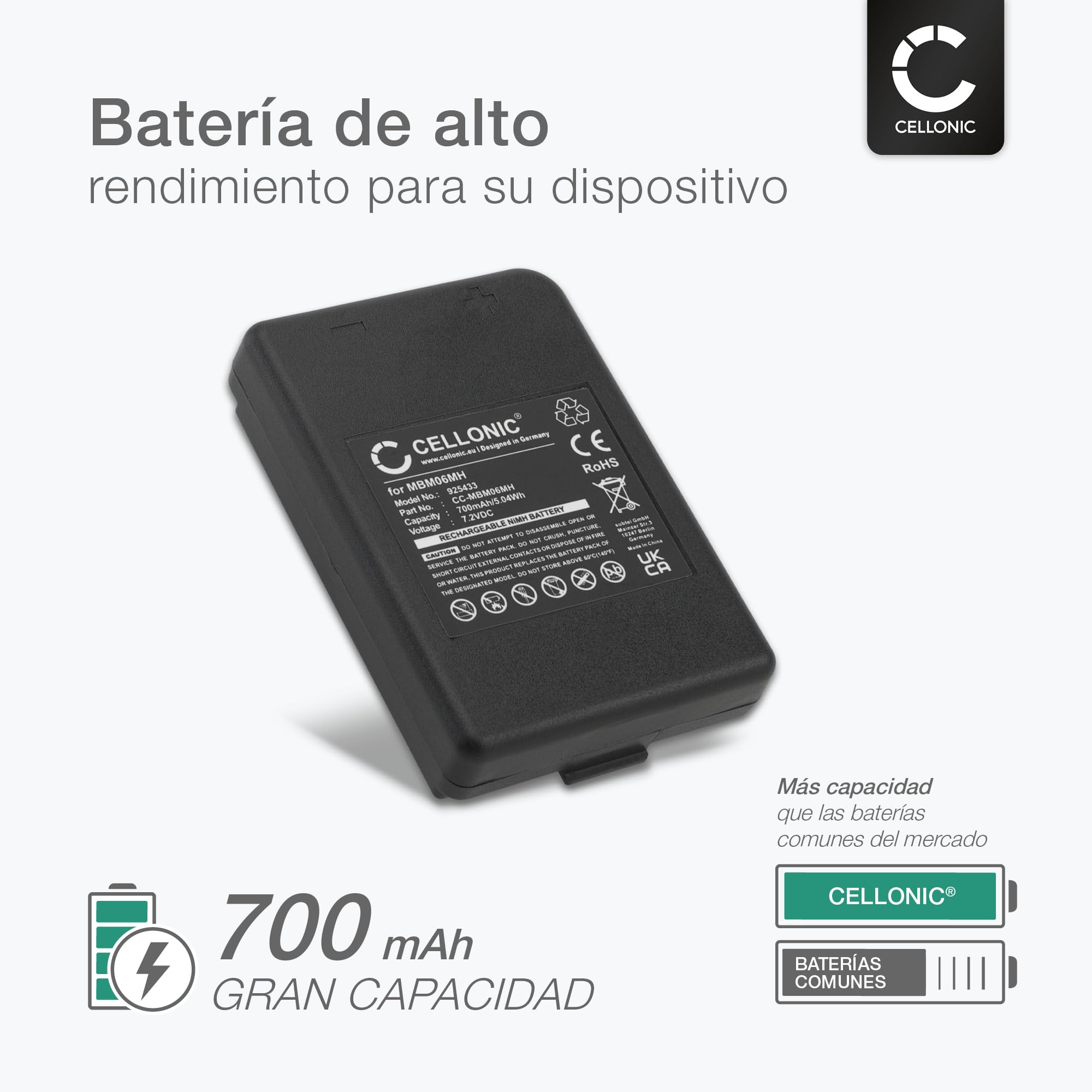 subtel 2X Batería para Control Remoto Compatible con Autec B07C TF02, E16 KTC, E16 Sirio 42, MBM06MH - (700mAh, 7.2V)