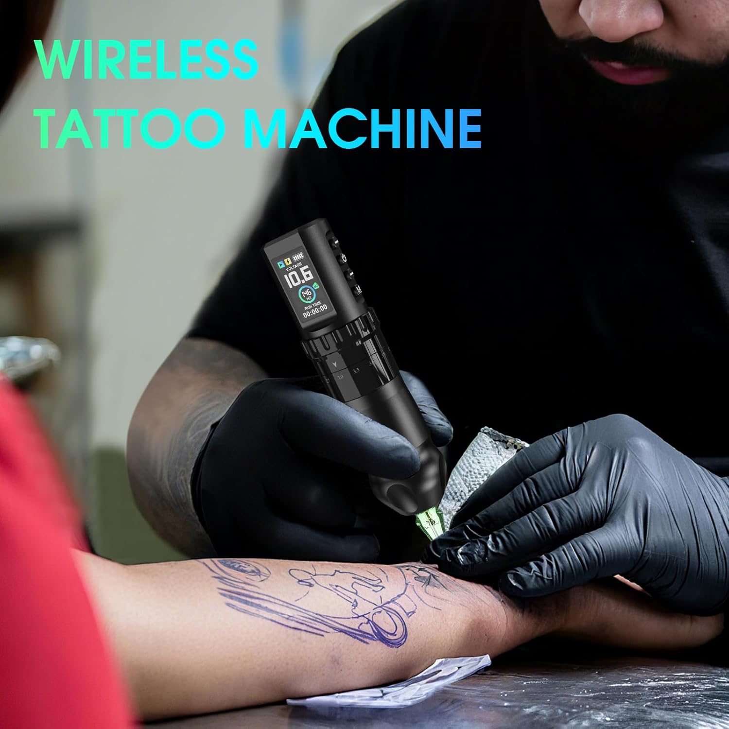 Solong E201 Pro Cordless Tattoo Gun Kit Tattoo Machine with 7 Strokes Length,Dual 1800mAh Power Batteries and 100ML Tattoo Ink Mechanical Tattoo Supply for Beginners & Artists SL-TKE201A-1-US