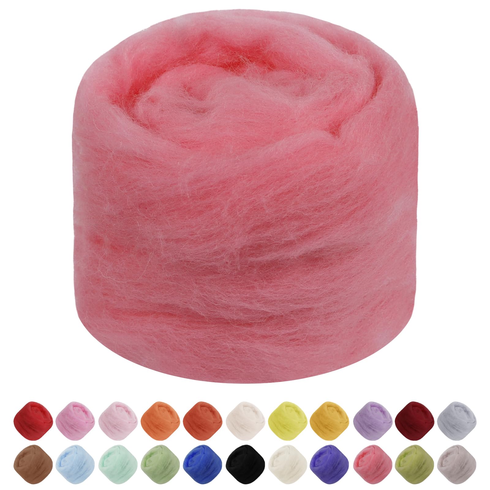 JeogYong Needle Felting Wool, 1.76oz Wool Roving Chunky Wool Yarn, Watermelon Red Wool Roving Yarn for Needle Felting, Wet Felting, Felting Projects, DIY Crafts
