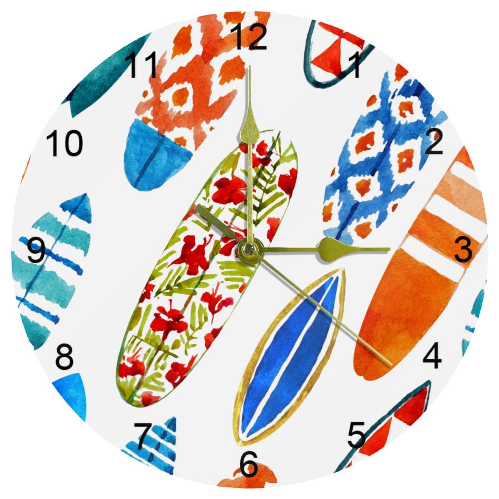 Horloge murale à tableau noir silencieuse 25,4 cm avec grands chiffres arabes ronds