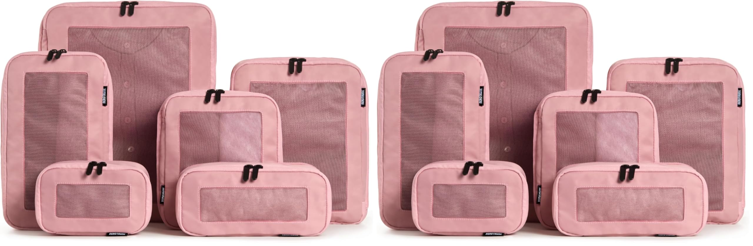 Aerotrunk Compression Packing Cubes for Travel - Luggage Organizer Bags - Double Zipper Packing Cubes for Suitcases (12-Pack, Rose)