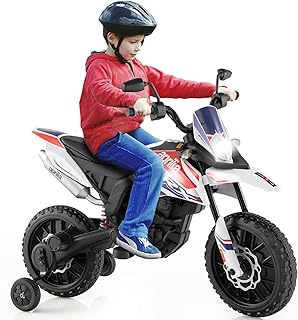 HONEY JOY Kids Ride On Motorcycle, Aprilia Licensed Children Ride On Motorbike w/2 Training Wheels, Light, Music, Wireless...