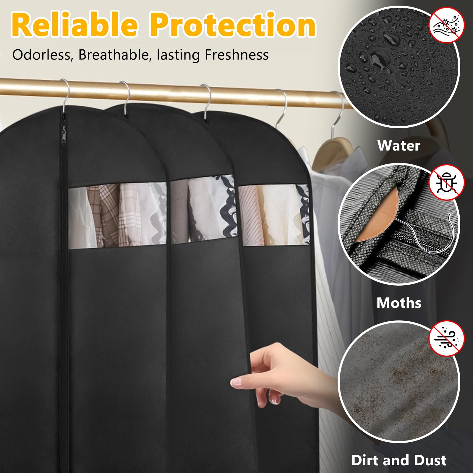 Set 3 Custodie Abiti + Borsa Scarpe | 60x180cm | Finestra Trasparente | Impermeabili PEVA | Per Viaggi E Armadi - Foto 5