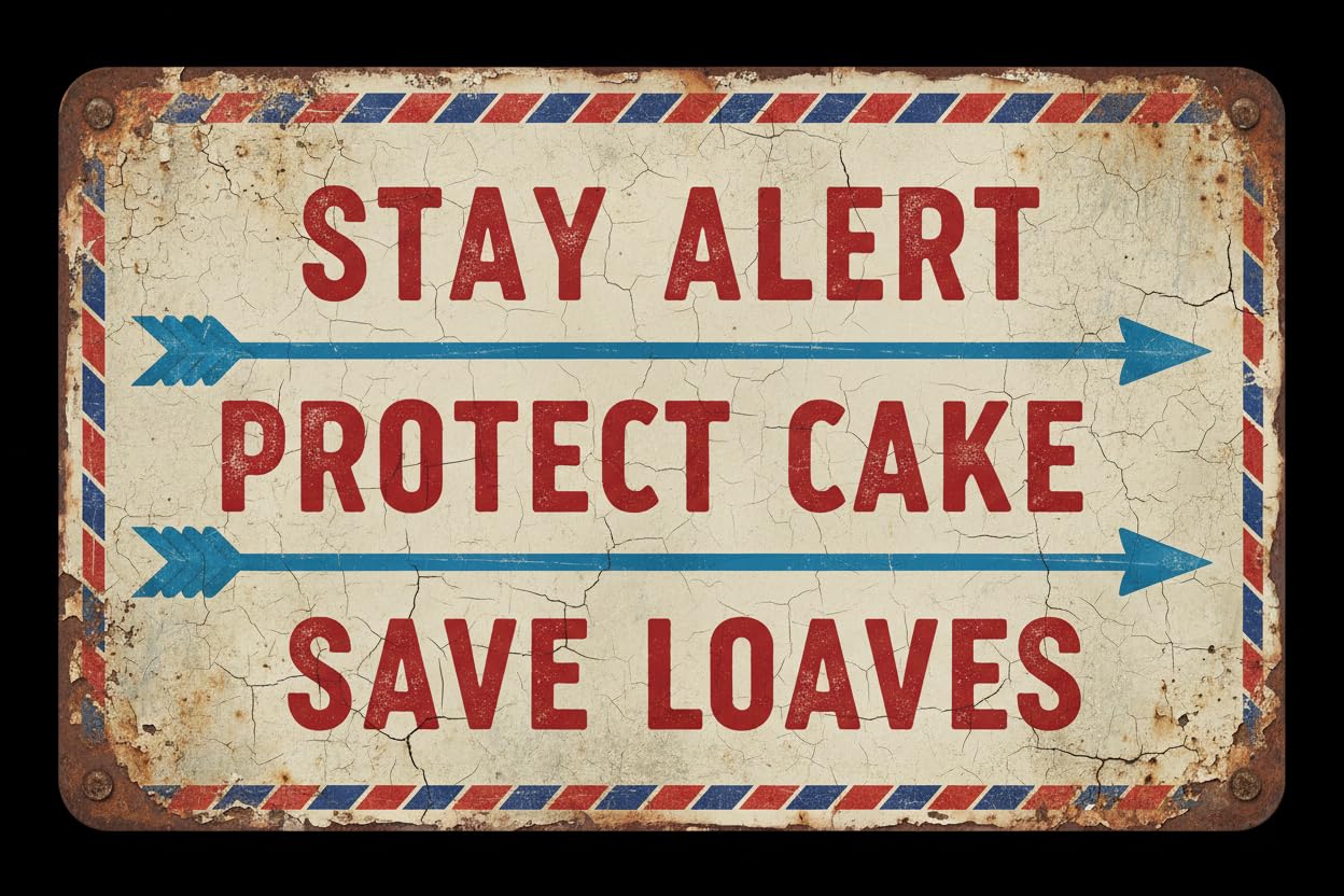 Slim Tin Metal Sign Stay Alert Protect Cake Save Loaves8x12Inch Vintage Signs Aluminum Plates Printed