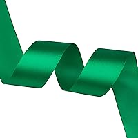 Vista 2 de VATIN Cinta de satén sólido verde de 1-1/2 pulgadas, cinta de tela artesanal de 50 yardas para envolver regalos, arreglos florales, decoración